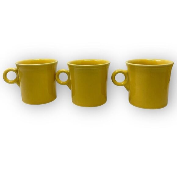Lot of 6 Fiesta Fiestaware O-Ring Handle Coffee Mugs HLC USA Sunflower Yellow - Picture 2 of 10